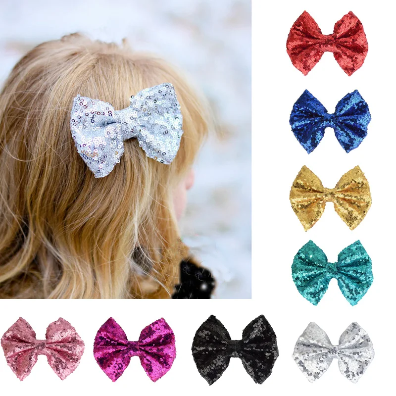 

1Pcs Kids Girls Big Glitter Bow Hair Clips Cute Baby Embroidery Sequins Hairpins Colorful Boutique Barrette Hairclips Headdress