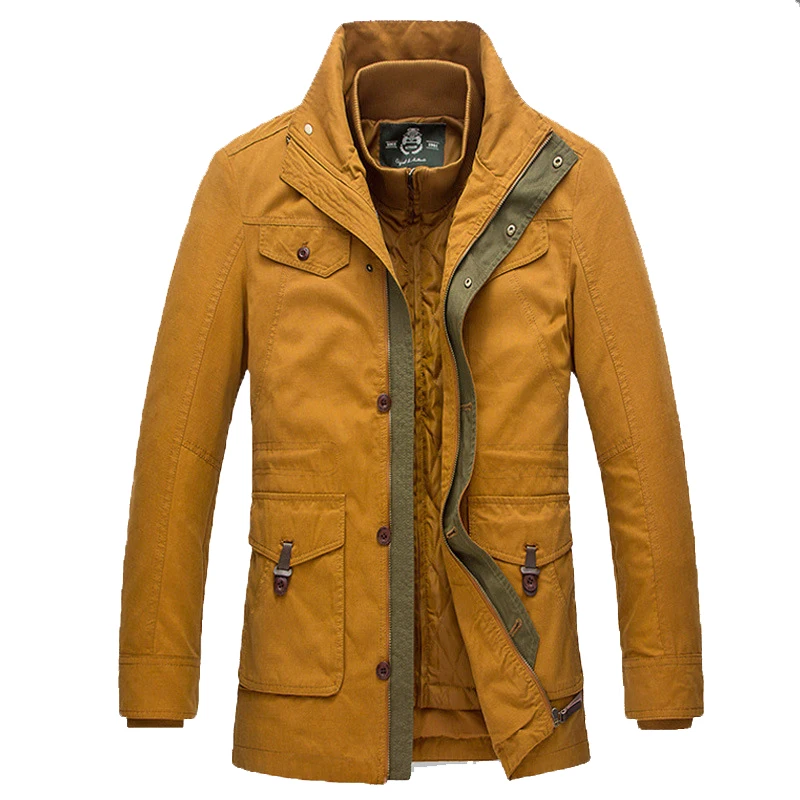 

Brand AFS JEEP Military Winter Jacket 2 Pcs Stand Collar Thick Cotton Liner 's Parka Hombre casacos Zipper Male Coats