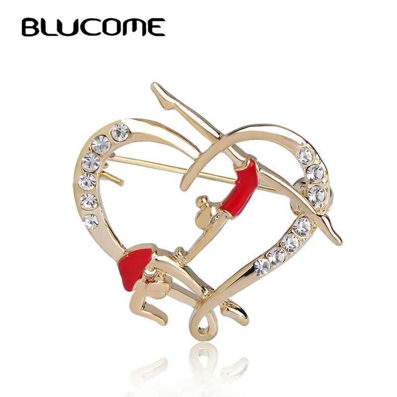 Женская/Детская Брошь в виде гимнастики Blucome красная эмалированная брошь