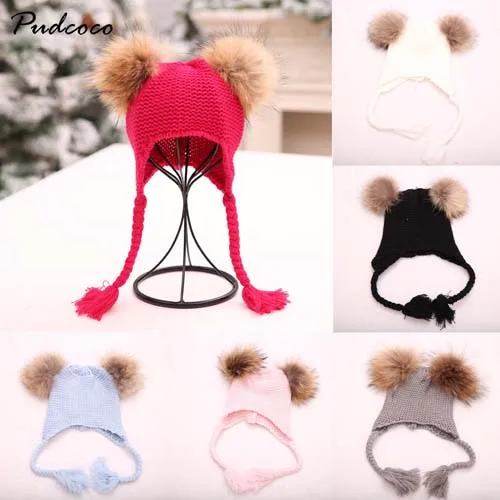 

Pudcoco 2018 Baby Unisex Boy/Girl Soft Cotton Beanie Hat Knitted Kid Winter Warm Cap Fluff Ball