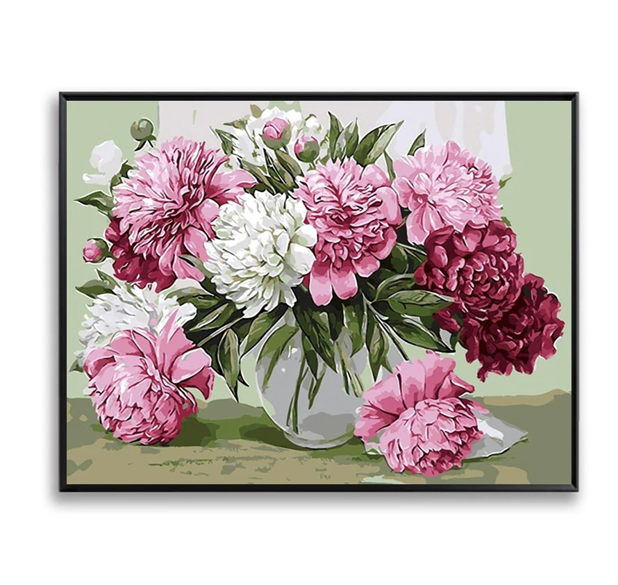 

Spring Flower Oil Painting pictures By Numbers Chrysanthemum Rose DIY Digital Pictures Coloring by Numbers Home Decor SZH-273