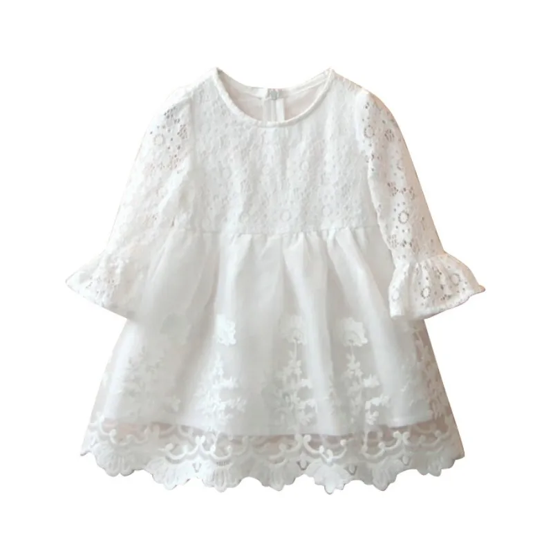 

Baby Dress Princes Summer/autumn Half Openwork Bud Silk Yarn White Dress For Girls Clothes Wedding Princess Dresses