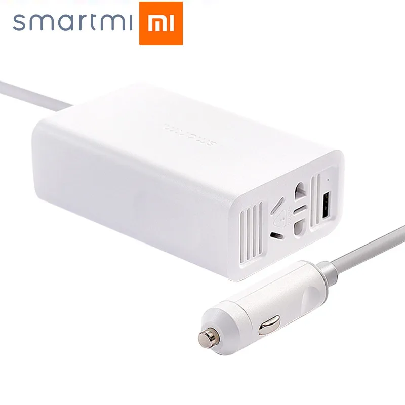 Портативный автомобильный преобразователь мощности Xiaomi Smartmi 100 Вт, 12 В постоянного тока в переменный ток, 220 В, 5 В/А, usb порт, автомобильное зарядное устройство