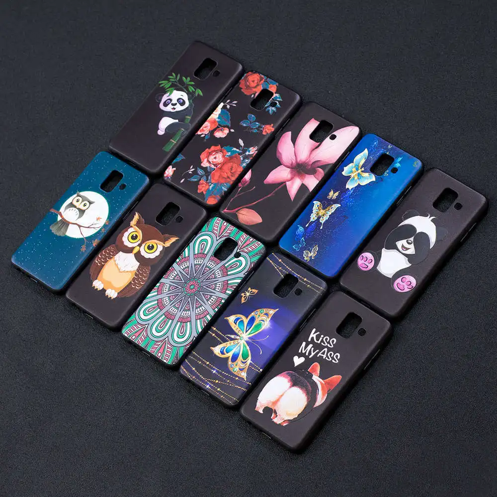 

for Samsung A6 Plus 2018 phone case 3D Flower Relief Soft TPU Silicone Back Cover butterfly Painted Slim Cases