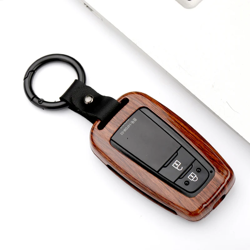 Wood grain Carbon Key Case For Toyota CHR Corolla RAV4 Avalon Land Cruiser Prado Prius Remote Fob2018 Accessories Keychain - Название цвета: E-Wood grain