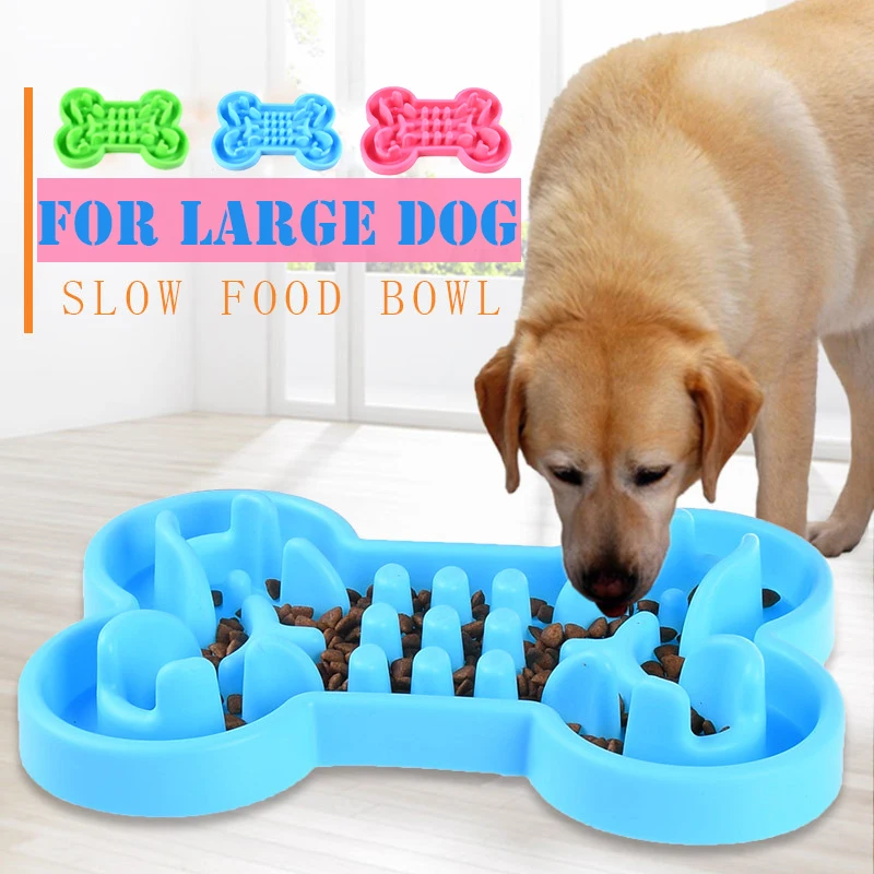 Pet Dog Cat Interactive Slow Food Bowl Durable Silicone Anti-Slip Anti-Gulping Dog Feeder Dishes For Feeding Large Dog Bowls