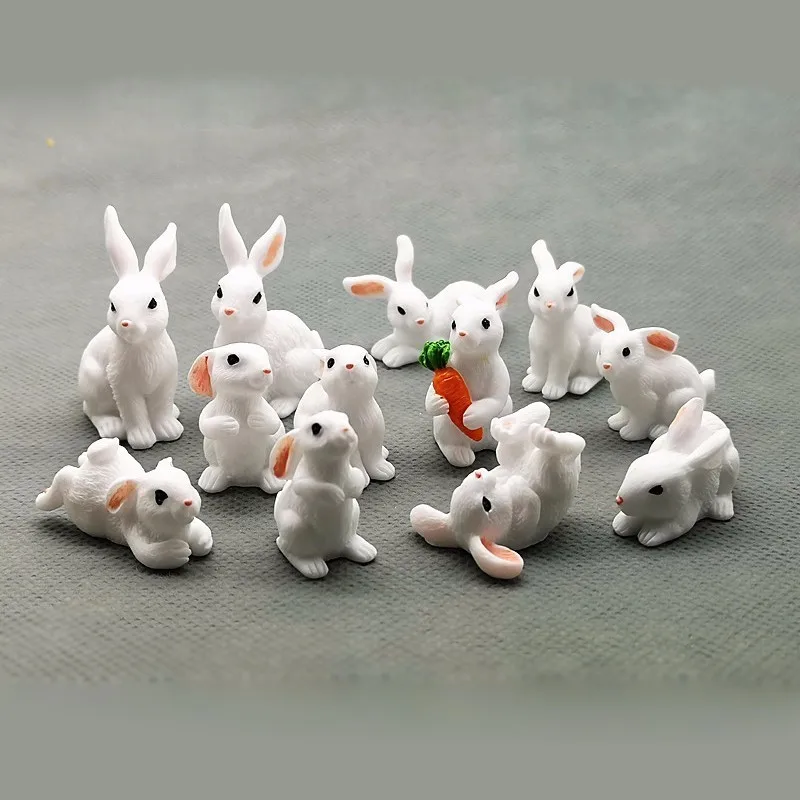 1 шт., 12 стилей, милый кролик, пасхальное украшение, миниатюрный заяц, фигурка животного, смола, ремесло, Мини кролик, садовый орнамент