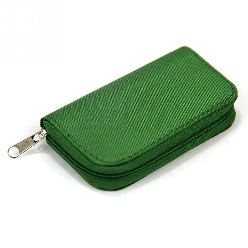 green Нейлоновый 22 слота для карт памяти, сумка для карт памяти SD, SDHC, MMC, CF, Micro SD, держатель для карт, сумка для хранения, защитный чехол для переноски - Цвет: green