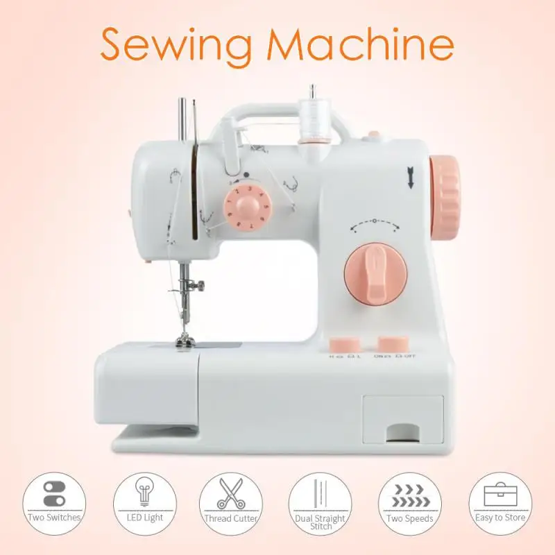 Mini Hand Sewing Machine Overlock Multifunction Electric Double Thread Mini Automatic Tread Portable Knitting Mending Machine