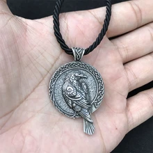 Odins Ravens Double Sided Silver Viking Norse Rune Amulet Pendant Necklace Raven 