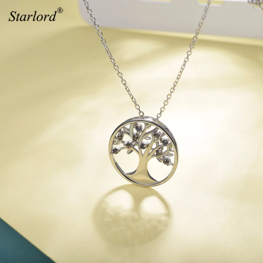 Tree of Life Pendant Necklace 925 Sterling Silver with Mystic Stone Tree Jewelry Family Tree Gift For Mom P6021B stylish adjustable tree of life layered wrap necklace