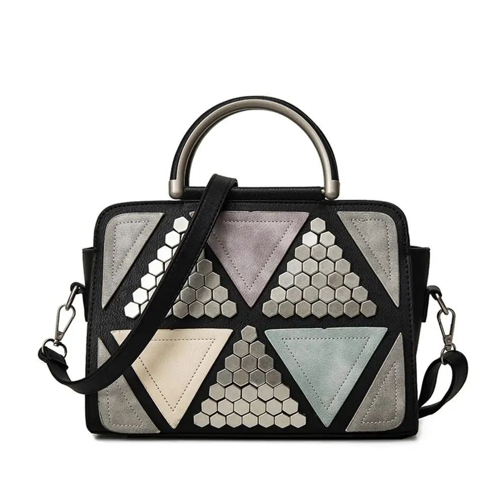 

Yfashion Women Patchwork Shoulder Bag Large Capacity Tote Rivet Handbag Bags For Ladies