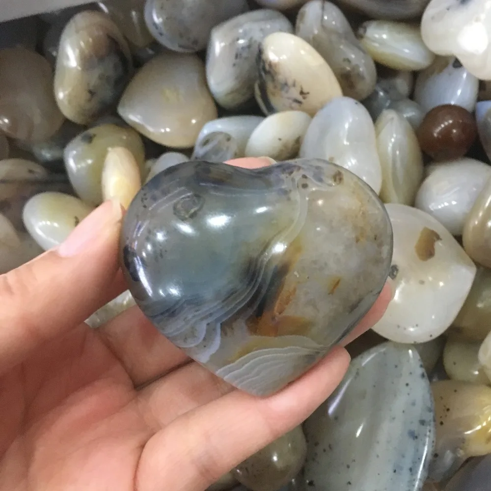 

100g Natural Beautiful Charming Agate Heart Shape Sample Specimen Reiki Healing Gift