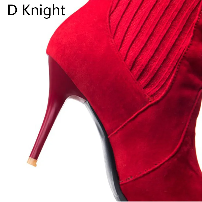 Fashion Elastic Ankle Sock Boots Stretch Thin High Heels Women Winter Sexy Black Booties Pointed Toe Women Pumps Plus Size 33-43 (3)