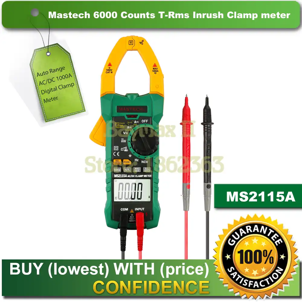 Mastech MS2115A 6000 отсчетов True RMS цифровой клещи AC/DC тестер напряжения тока с пусковым и NCV измерением - изображение