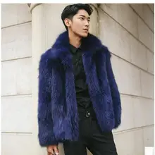 Мужские повседневные темно-синие куртки из лисьего меха, большие размеры, мужские куртки с отложным воротником на зиму и осень, пальто из искусственного меха, верхняя одежда Casaco S/5Xl Cj61