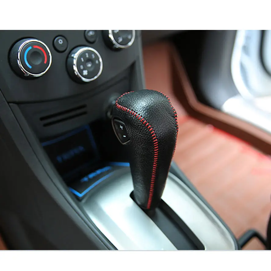 

2pcs Leather Decor Gear Shift Knob Trim Handbrake Cover Bag Holder Protector for chevrolet Trax 2013-2015 Car Styling