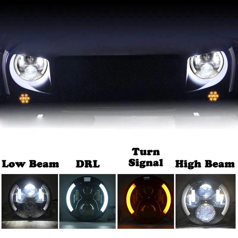 Yellow 3inch 2400Lm Round Angel Eyes Halo LED Projector Fog Lights 4X4 ATV Truck