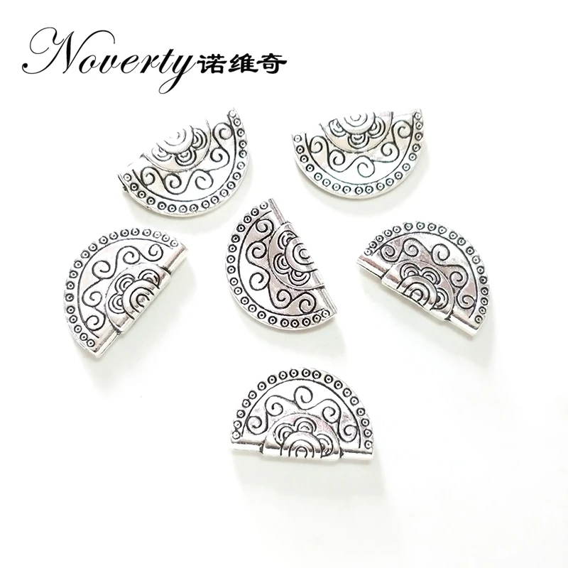 

New 10pieces 21*13MM Fashion Cute Silver Semicircle Zinc Alloy Metal Beads for DIY Bracelet Necklace Jewelry Accessories