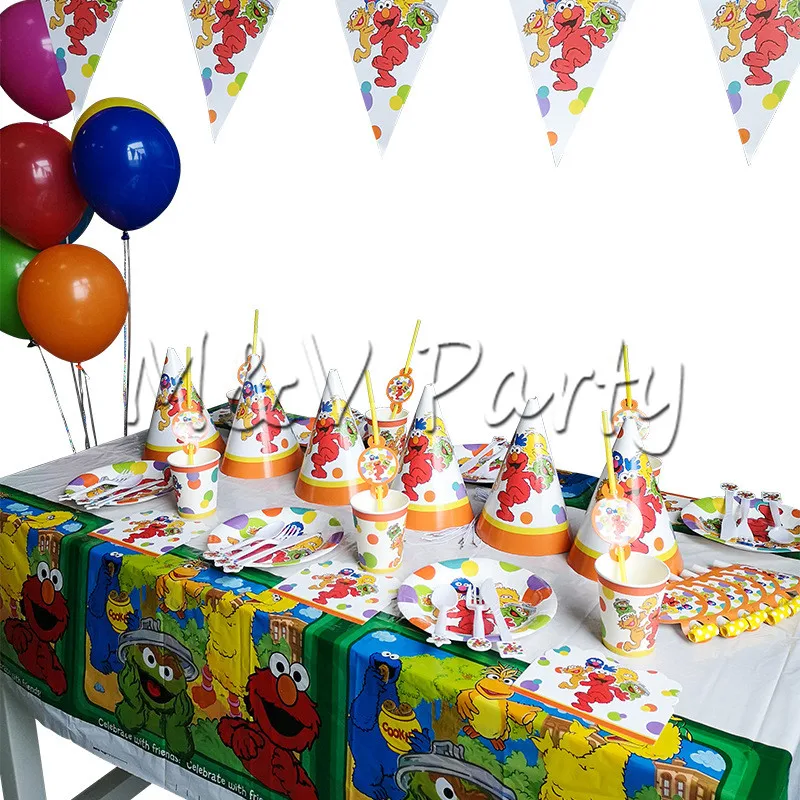 

Cartoon Sesame Street Theme Party Disposable Tableware Birthday Party Sesame Street Party Decoration Supplies