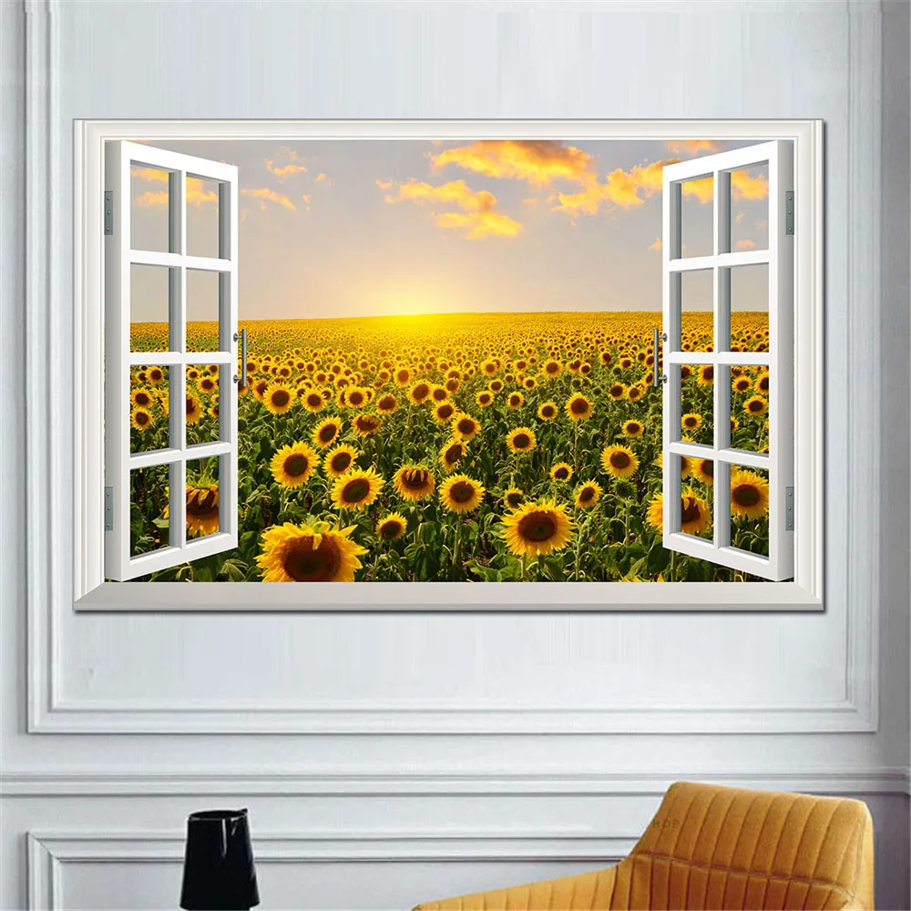 Online Landschaft Leinwand Drucke Wand Kunst Bild Wald Landschaft Außerhalb der Fenster Home Decor Leinwand Malerei Poster für Wohnzimmer
