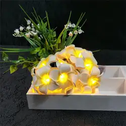 HobbyLane 20 светодиодный Цветок плюмерии гирлянда Фея гирлянды светодиодные светильники с питанием от аккумулятора вечерние свадебные