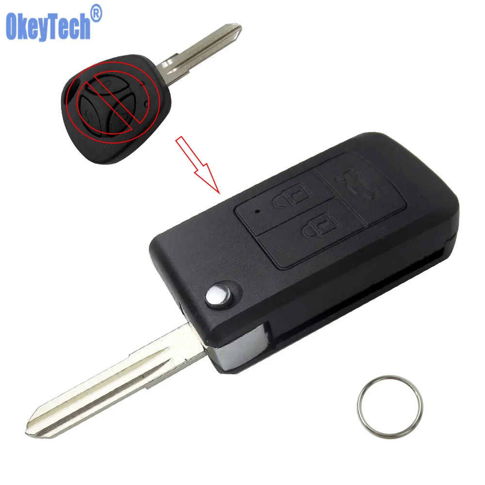 

OkeyTech Modified Replacement Flip Key 3 Button Remote Car Key Case Shell for LADA Priora Niva Vaz Granta Samara 2108 XRay Sedan