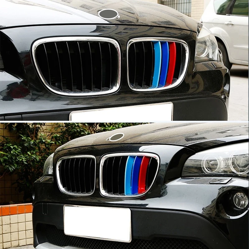 For BMW X1 E84 2009 to 2015 Front Grille Trim Strips Grill Performance Decoration Cover Sticker 3 Colors 3D M Styling 7 Grilles For BMW X1 E84 2009 to 2015 Front Grille Trim Strips Grill Performance Decoration Cover Sticker 3 Colors 3D M Styling 7 Grilles