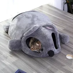 Забавный серый в форме мыши котенок питомец кровать коврик для маленькой кошки собаки Лежанка-домик съемные подушки Водонепроницаемый дно