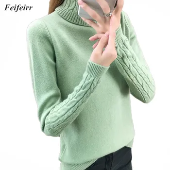 

Turtleneck Autumn Winter Pullovers sweater Women 2018 New Korean version thickening slim Knitted wild retro Sweaters Female Tops