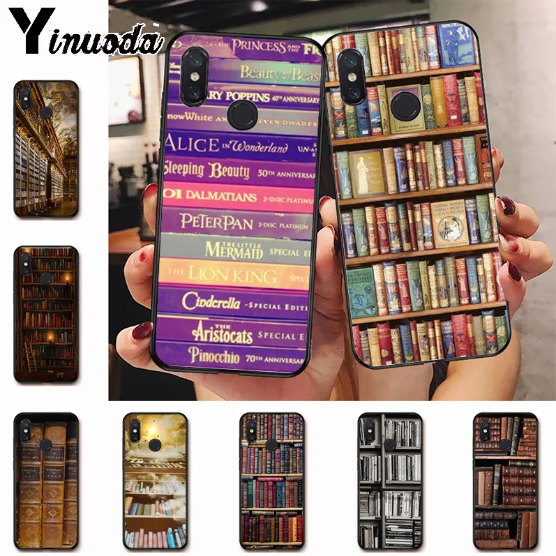 

Ynuoda Colorful Book Library book shelf Top Detailed Popular Phone case for xiaomi mi 8se 6 note2 note3 redmi 5 plus note5 cover