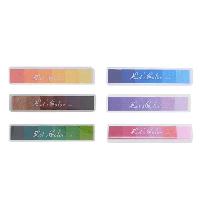 

DIY Ink Pad Scrapbooking Crafts Gradient Colorful Inkpad Stamp Sealing Decoration Fingerprint Stencils Card Making 6 Colors