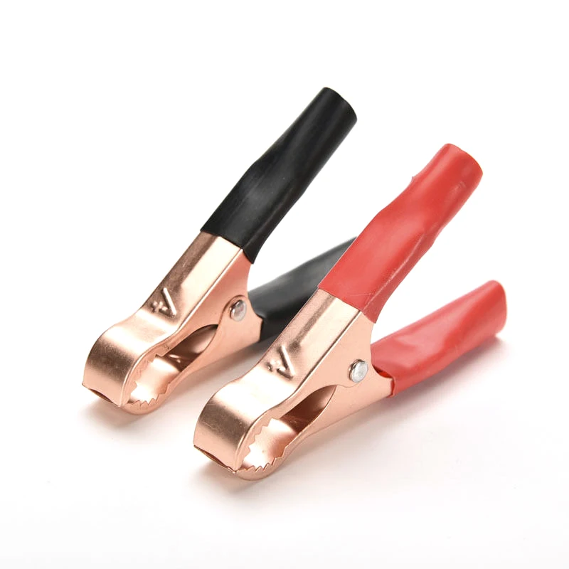 

2pcs Copper Plated Alligator Charger Clips Car Battery Insulated Clamps Connector Jump Starter Test Clamp