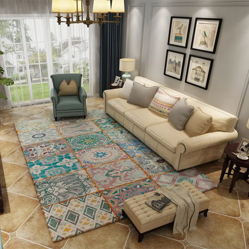 

American Countryside Carpets For Living Room Home Rugs And Carpet For Bedroom Coffee Table Floor Mat Anti-Slip Study Area Rug
