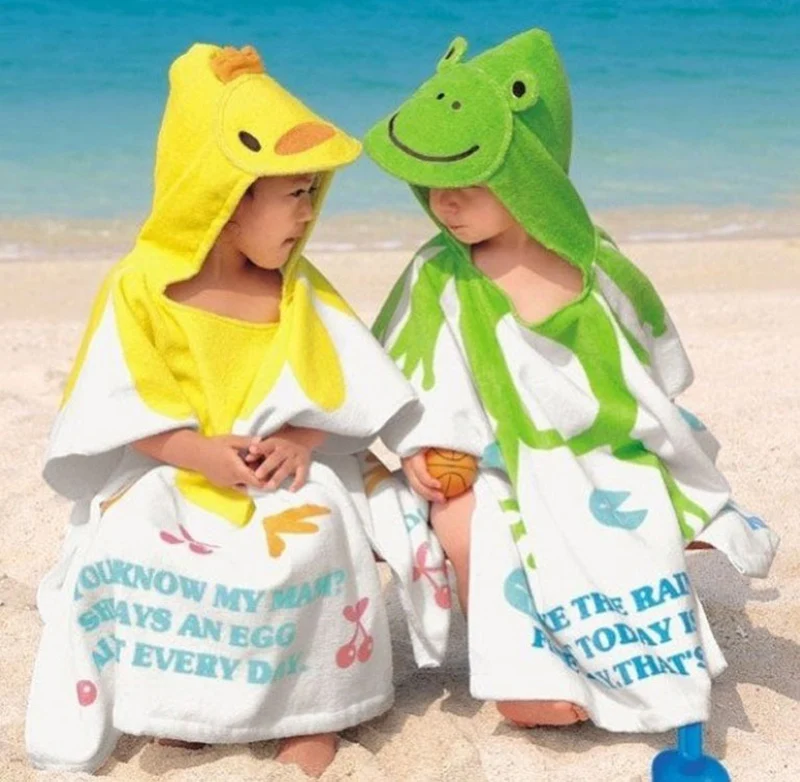 100% Cotton Children Bathrobes Baby Robes Kids Blanket Cloak  Infant Hooded Home Wear beach Costume Child Robe Super-Cute T0018 (1)