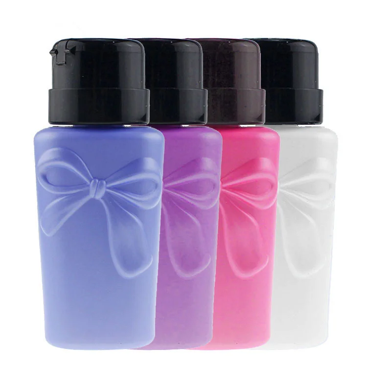 

1Pcs 230ml Nail Pressure Bottle Plastic Bow-knot Liquid Alcohol Press Polish Remover Dispenser Cleaner Refillable Manicure Tool