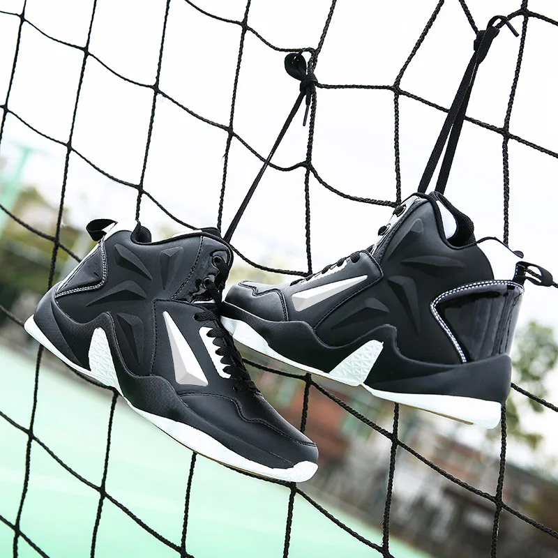 Новая спортивная обувь баскетбольная Мужская Высокая Мужская баскетбольная обувь белый фиолетовый тренировочная обувь Размер 36-46 мужские