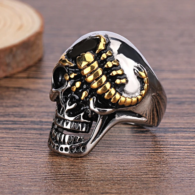 Anello da uomo Vintage Punk in acciaio inossidabile oro