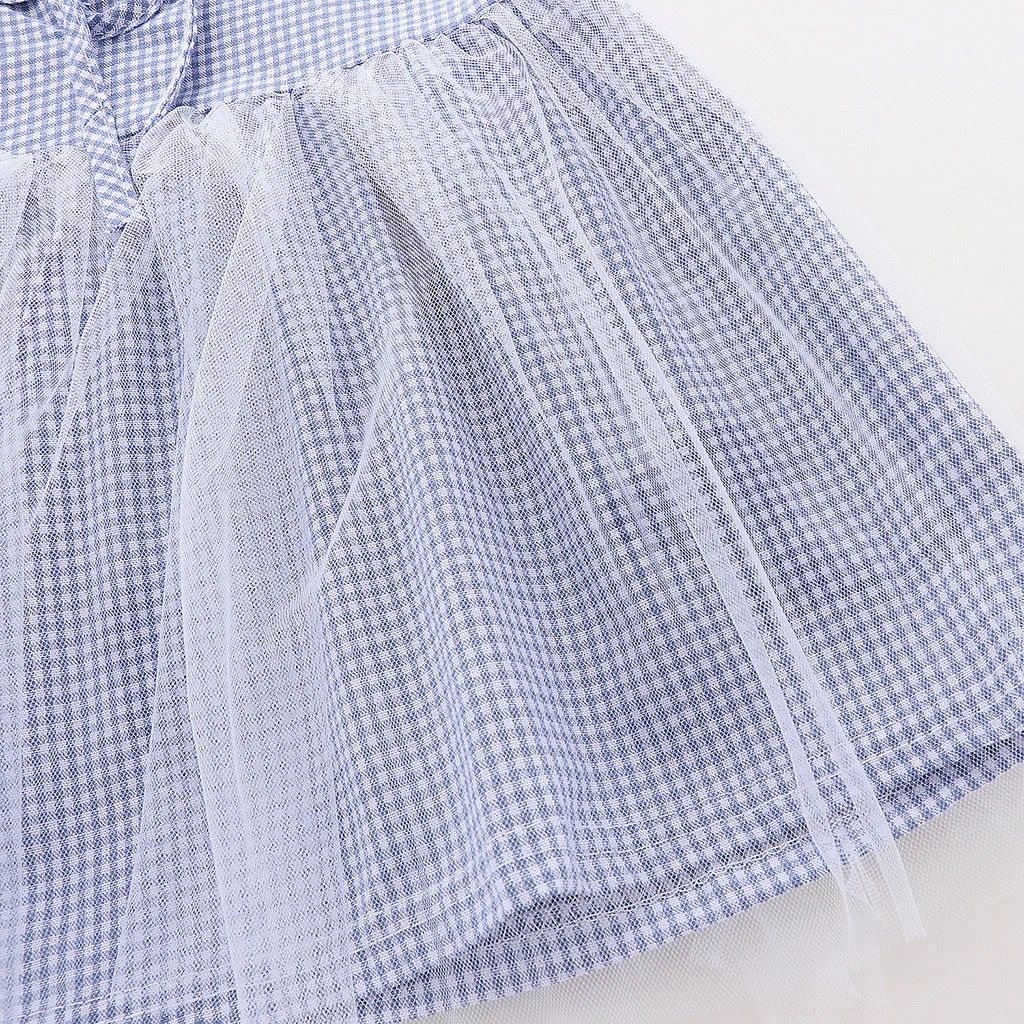 princess dress for girls kids summer lace mesh Fly Sleeve Plaid Print newborn baby dress for baptism dress for girls flower#g3