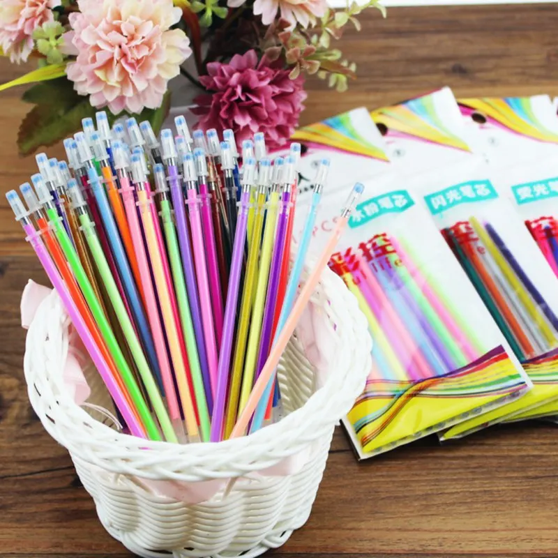 

48Pcs Paintings Colored Gel Ink Pen Refills Multi Colored Core Bag Set Fluorescent Metallic Refill Paintings