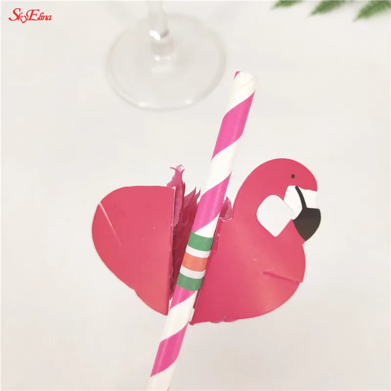 25pcs 3D Flamingo Pink Jungle paper drinking Straws Cocktail decorative straw lot  birthday wedding party decorations 5zSH887 (19)