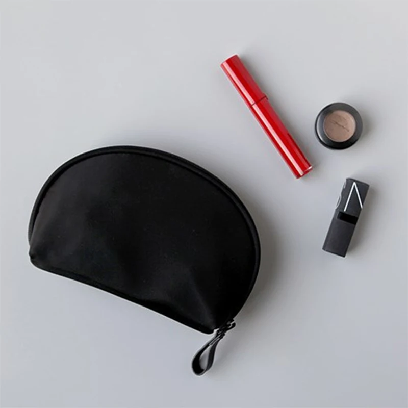 

New Fashion Semi-Circular Cosmetic Bag Ms. Travel Necessaire Washing Handle Shell Digital Bag Portable Solid Color Storage Bag