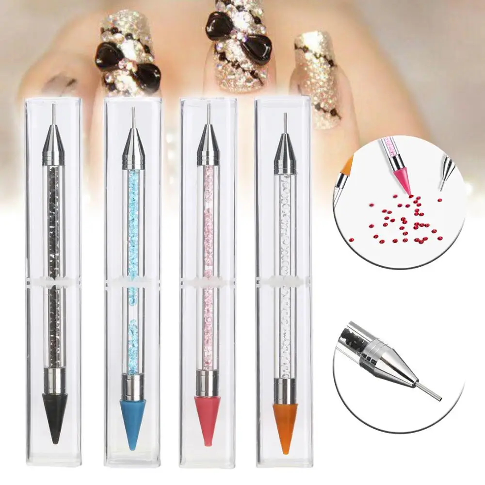 

Acrylic Double Head Dotting Pen Rhinestone Studs Picker Wax Pencil Crystal Beads Handle Nail Art Tool Diamond Point Drill Pen