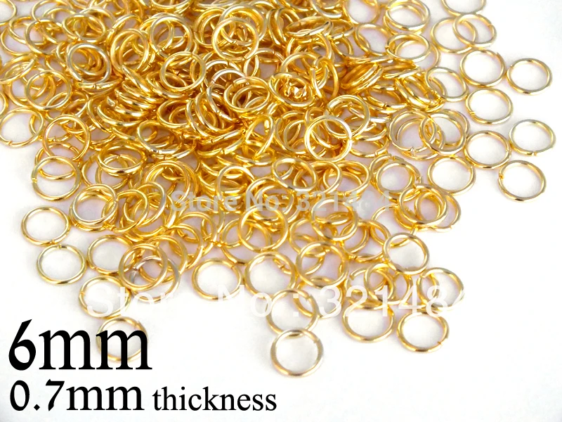 

bulk 7000piece/lot 6mm *0.7mm gold plated metal colored jump rings jumprings jewelry findings accessories making supplies