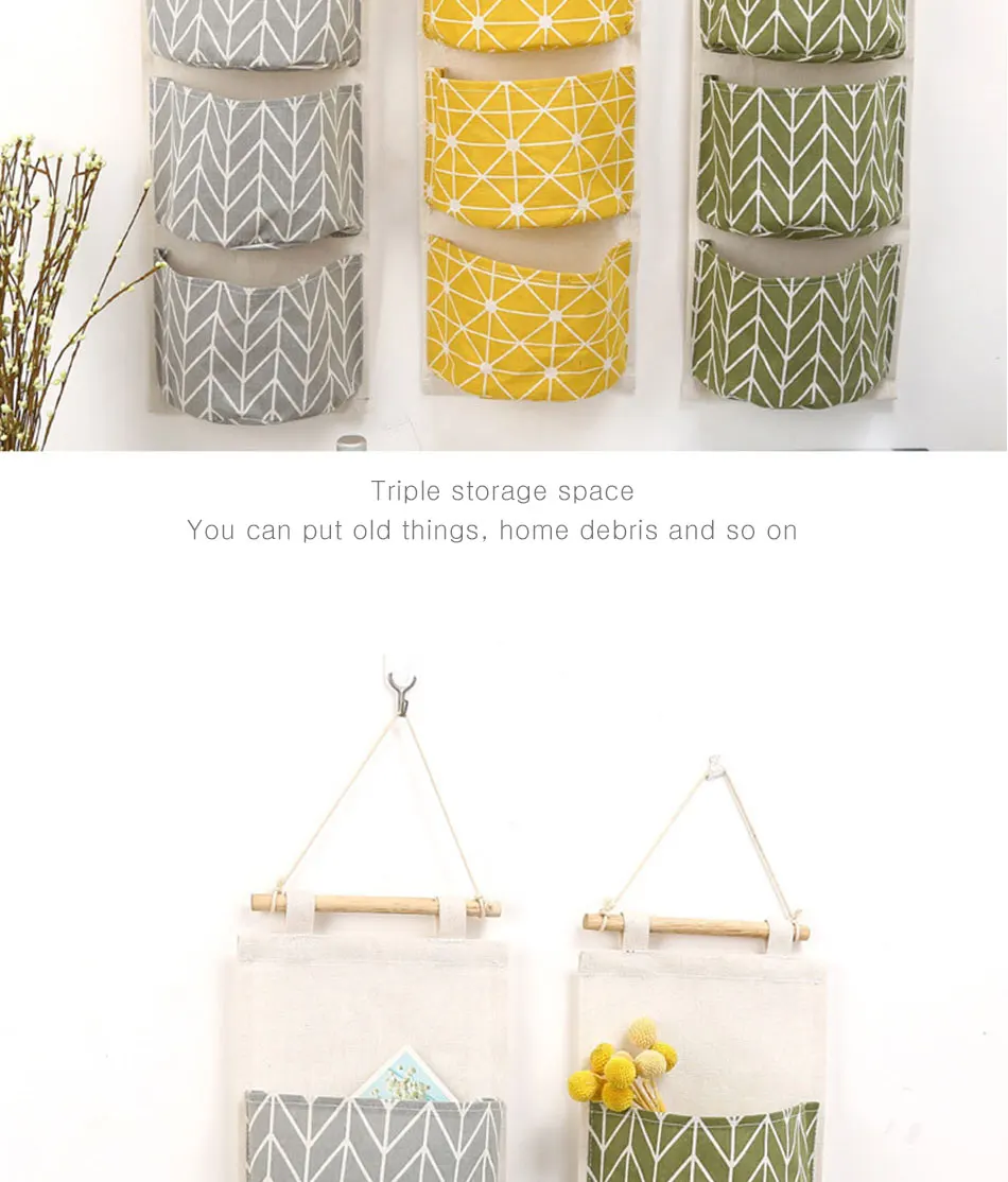 Cute Wall Sundry Cotton Line Hanging Organizer Bag Multi-layer Holder Makeup Rack Jewelry Storage Box Basket Home Decoration (3)