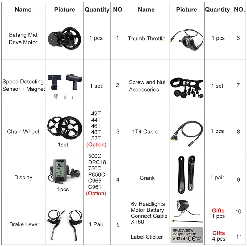 Clearance Ebike Bafang BBS02B 36V 500W Mid Motor Kits E-bike Mid Crank Motor Conversion kit With LCD Display Electric Bicycle DIY Parts 1