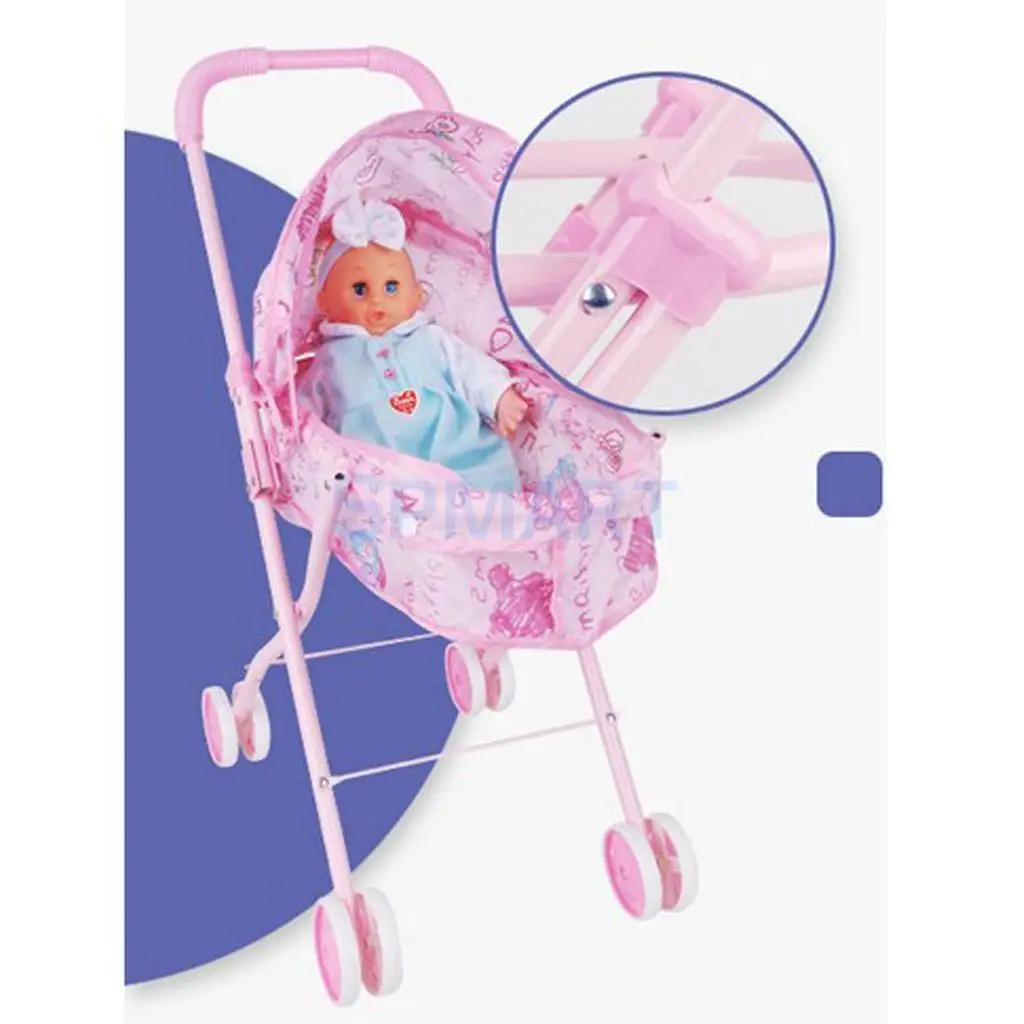 Simulation Baby Toddler Stroller Pushchair ABS Plastic Furniture Toy for 9-12inch Reborn Doll Supplies