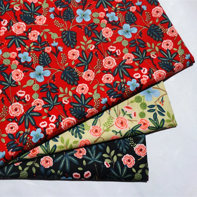 

half meter reactive red flower print patchwork cotton fabric for Tissue Kids bedding home textile Sewing Tilda Doll B241
