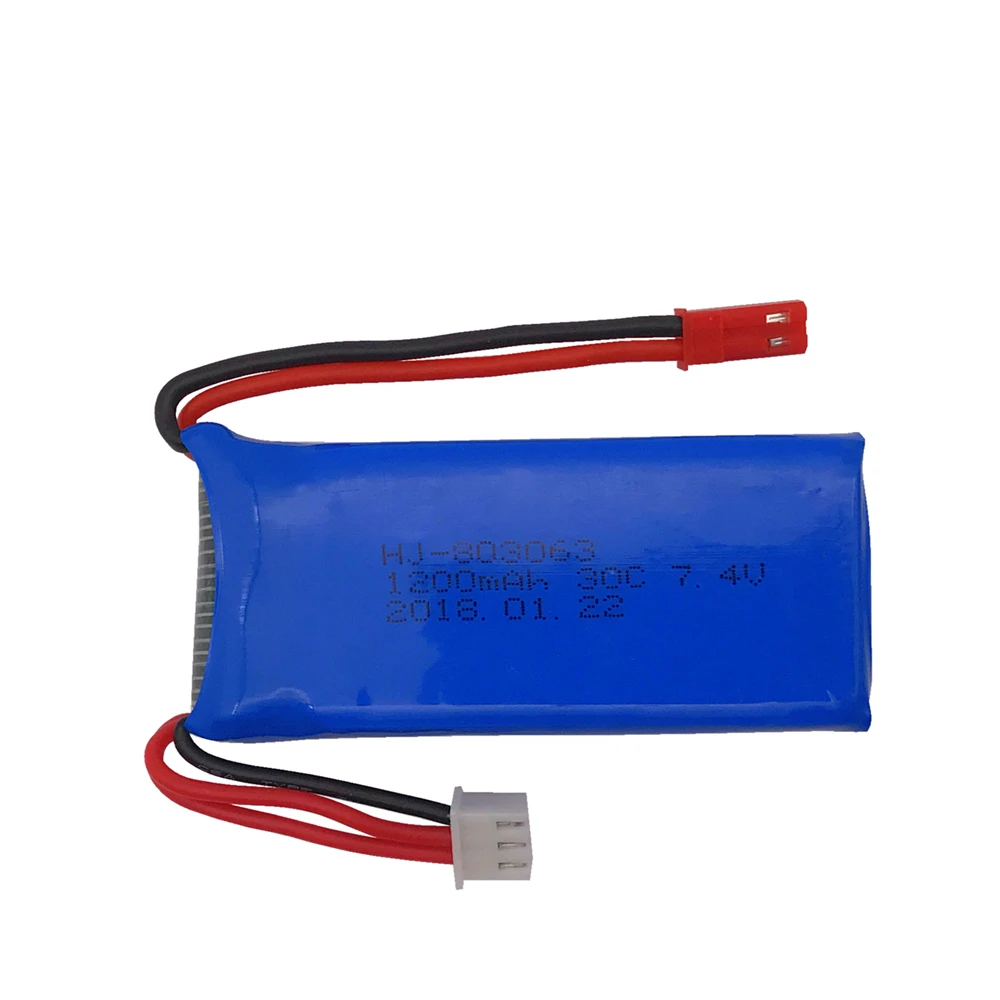 MJX X101/MJX X102H X6 Lipo батарея 7,4 v 1200mAh 30C JST для WLtoys квадрокоптера дрона 7,4 V 1200mah V666 V262 V323 вертолет