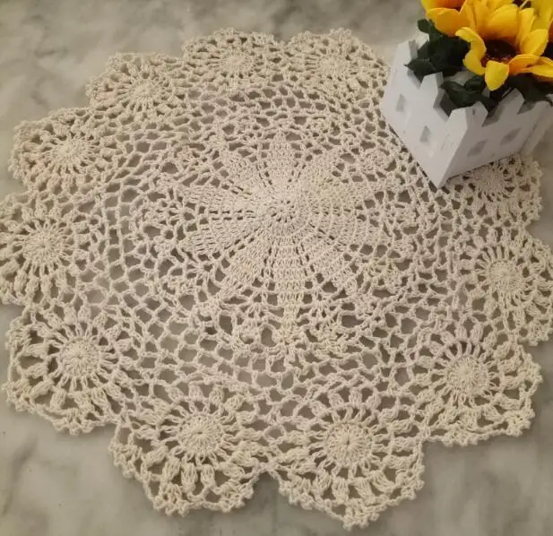 Modern Cotton Lace Crochet Doily Table Napkin Round Tablecloth Placemat Mat Cup Pad Drink Coaster Set Coffee Table Decorations